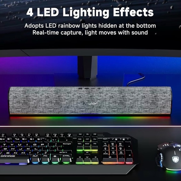 R100 Bluetooth / Wired Computer Monitor Speakers LED Light - Picture 5 of 7